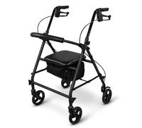 Aidapt Déambulateur à 4 roues avec siège, sac et freins de verrouillage | Design solide et offrant un bon maintien, facile à régler et à plier, freins sécurisés par pousse-à-verrouillage