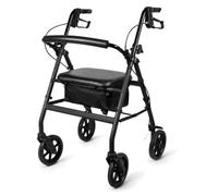Aidapt Déambulateur à 4 roues en aluminium avec siège et sac de courses | Réglable pour un ajustement personnalisé, se replie rapidement pour un transport facile