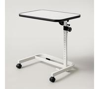 Aidapt Table Blanche sur roulettes pour Chaise ou lit - Grand Plateau de 600 x 400 mm - 4 roulettes à Frein - 12 réglages de Hauteur - 7 réglages d'angles - Se replie à Plat pour Ranger, Manger