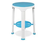 Aidapt Tabouret de Douche Rond avec siège Rotatif et étagère de Rangement. Pieds antidérapants, Plastique léger, Compact et Peu encombrant, Hauteur réglable, pour Personnes âgées, handicapées,