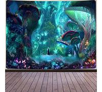 Aidatain GTWHAT250 Tapisserie Murale en flanelle Motif forêt champignons, papillons, elfes, jungle, plantes psychédéliques Trippy Game World 203 x 152 cm