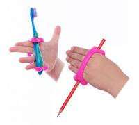 AIDBONES Poignet Thérapeutique pour Main de Bébé, Maintien Infantile, Adaptateur de Couverts Pédiatrique, Jeu Inclusif, Autisme, Absence d'Extrémités, Syndactylie, Paralysie (Pack de 2, Rose 10 cm)