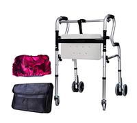 aide à la marche chaise de bain debout déambulateur chaise de canne cadre rampe léger pliant antidérapant déambulateurs seniors roues et siège sac de rangement béquille