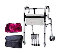 aide à la marche chaise de bain debout déambulateur chaise de canne cadre rampe léger pliant antidérapant déambulateurs seniors roues et siège sac de rangement béquille