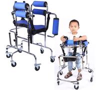 Aide à la marche pliable et portable pour personnes handicapées, support vertical portable, cadre de marche pour personnes handicapées, siège à ceinture anti-basculement à 6 roues