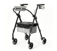 VOCIC Deambulateur 4 roues pliable leger, étroit pour appartement,Max 172kg | Z11 Déambulateur pour personnes âgées avec poignée réglable en hauteur, Siège et dossier ergonomiques réglables,Walker,Noir