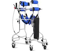 Aide à la marche portable pour personnes atteintes de paralysie cérébrale, robuste, 8 roues, siège droit et freins, hauteur réglable, aide à la marche pour adultes et personnes âgées handica