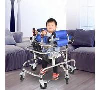 Aide à la marche pour personnes atteintes de paralysie cérébrale. Cadre de marche léger, pliable et réglable en hauteur, en aluminium, avec siège amovible, déambulateur vertical (bleu, 80-12