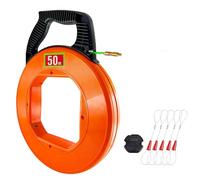 Aide à la traction de câbles 3 mm 50 m, spirale 50 m, câble en acier 3 mm, ressort de traction, fil de traction en polyester, pour câble avec 7 ressorts de guidage, avec boîtier en plastique