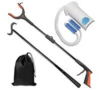 Aide à l'habillement 4 en 1, Inclus Pince de Ramassage de 80cm, Aide Enfile Bas, Chausse Pied, Bâton de Pansement Long, un Sac de Rangement