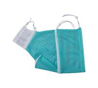 Aide à l'heure du bain en maille pour animaux de compagnie, vert et blanc | Sac de toilettage avec cordon de serrage et polyester lavable