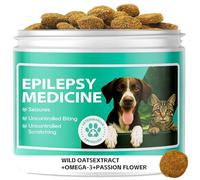 Aide apaisante pour chiens et chats - Aide à l'épilepsie naturelle et aux crises Ashwagandha, verveine bleue, valériane, L-tryptophane, L-taurine, camomille, chardon-Marie, curcuma.