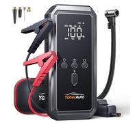 Aide au démarrage de voiture 5000 A, batterie externe YaberAuto avec compresseur 150 PSI, batterie externe 21,800 mAh avec lumière d'urgence 300 lumens, batterie externe 4 en 1 pour démarrage avec