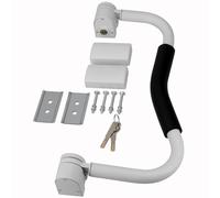 Aide au montage et verrou de porte pour camping-car, caravane et camping avec cylindre de sécurité blanc