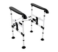 Aide au relèvement de toilettes de 63 à 76 cm - Hauteur réglable - Barre d'appui pour toilettes jusqu'à 150 kg - Cadre de sécurité WC pour personnes âgées et personnes handicapées - En acier au