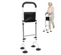 Aide au Relèvement pour Personnes Âgées, Canne Quadripode à 4 Pieds Réglable sur 5 Hauteurs, Support pour Se Lever du Canapé, Lit, Chaise et Toilettes, Cadre Portable Démontable White