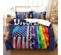 Aide Au Sommeil Parure De Lit De LGBT Pride Rainbow USA Flag Thèmes, Douce Pride Month Housse De Couette King（220x240cm）, Confortable Linge De Lit Lavable Résistant À l'usure