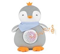 Aide au Sommeil Pour Bébé, Rechargeable Bebe pour dormir lampe de projection Boîte à Musique enfants avec de Capteur de Cris Bruit Blanc, Veilleuse Bébé, Cadeau Peluche Pingouin Pour Garçon et Fille