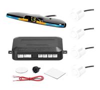 Aide Au Stationnement Radar Recul Arrière pour Voiture Capteur Stationnement Détection Distance Affichage Avertisseur Sonore(Blanc)