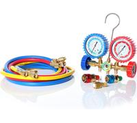 aide-monteur 2 voies Climatisation R134a R22 R12 R502 avec jeu de tuyaux et verre de regard
