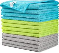 AIDEA Chiffons Microfibre Lot de 12,Torchons Lavette Microfibres Ménage Plus Doux, Plus Absorbants, Non Pelucheux, pour Voiture, Maison, Cuisine, Cenêtres e Vitre,30 x 30cm