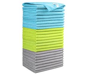 AIDEA Chiffons Microfibre Lot de 24,Torchons Lavette Microfibres Ménage Plus Doux, Plus Absorbants, Non Pelucheux, pour Voiture, Maison, Cuisine, Cenêtres e Vitre,30 x 30cm