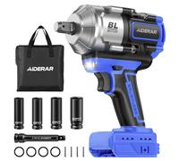 AIDERAR Clé à Chocs Sans Fil 18V pour Batterie Makita, 1500Nm 1/2" Boulonneuse à Choc Sans Balai, Outil 3 Vitesses, Haute Puissance, Moteur Sans Balai pour Pneus, Vis Rouillées (Sans Batterie)