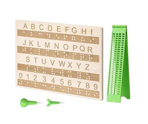 Aides aux troubles visuels à 4 rangées et 28 cellules - Kit d'écriture braille, tableau de transcription manuel à auto-apprentissage, dispositif pour presse-papiers d'alphabétisation, robuste