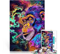 Aidez Le Cerveau à exercer des Jouets addictifs pour cultiver la Patience Singe psychédélique fumant Un Blunt Puzzles pour Adolescents de 1000 pièces 26x38cm Œuvre d'art