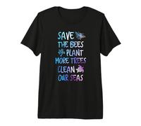 Aidez Plus d'abeilles à Planter Plus d'arbres à Nettoyer la Terre de nos Mers T-Shirt Haut de Gamme