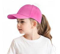 AIDIER Casquette de baseball, avec trou pour queue de cheval, pour garçons et filles de 3 à 8 ans, réglable, pour l'été, pour l'extérieur, le golf, rose rouge