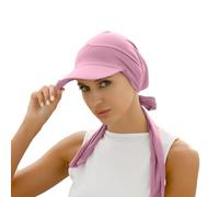 AIDIER Couvre-chef chimio à visière avec bord pour femme - Protection solaire - Casquette de baseball pré-nouée pour perte de cheveux - Élastique - Turban pour cheveux contre le cancer, violet, taille