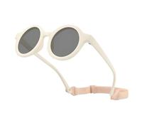 AIDIER Lunettes de soleil polarisées flexibles pour enfants de 6 mois à 3 ans - Protection UV durable avec sangle - Monture ronde, beige