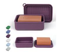 AIDIMMING Étui à savon de voyage Jumbo en silicone pour shampooing et après-shampoing - Peut contenir de grandes ou plusieurs petites barres de savon faites à la main, design résistant à l'humidité et