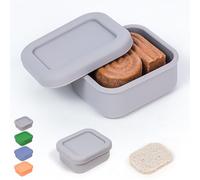 AIDIMMING Petit étui à savon de voyage en silicone - Anti-fuite, portable et incassable - Avec drainage pour shampooing, barres de savon colombe - Idéal pour les voyages, la gym, le camping (gris