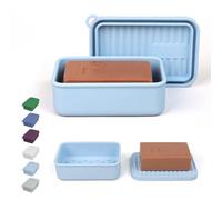 AIDIMMING Porte-savon surdimensionné en silicone pour deux barres de savon avec couvercle - Anti-fuite, grande capacité, durable, résistant aux chocs, aux taches, convient pour shampooing et