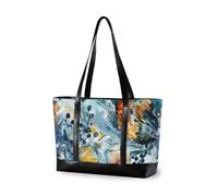 aidingzhi Aquarelle Quail Steel Soft Blue Porte-documents tendance pour femme avec fermeture éclair Sac fourre-tout pour le travail pour la salle de sport avec déjeuner