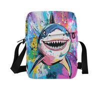 aidingzhi Beauty Shark Sac à bandoulière aquarelle coloré pour femme et homme avec sangle réglable pour l'école, l'extérieur, le quotidien