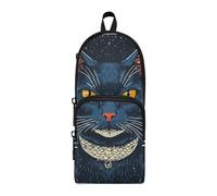 aidingzhi Boho Blue Cats Illustration Nylon 3 Compartiments Garçons Trousse à crayons Multifonction et Esthétique Fente Trousse à crayons Sac de papeterie pour l'école secondaire
