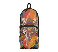 aidingzhi Boho Mandala Fleur et Squelette Humain (2) Nylon 3 compartiments Trousse à crayons Multifonction et esthétique Papeterie Organisateur pour fournitures scolaires