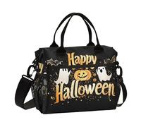 aidingzhi Boîte à déjeuner Happy Halloween à paillettes pour femme Grande boîte à déjeuner avec bandoulière pour adulte Taille S