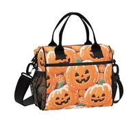 aidingzhi Boîte à déjeuner Happy Halloween citrouille orange pour homme, sac à déjeuner réglable avec bandoulière pour la famille, la maternelle, taille S