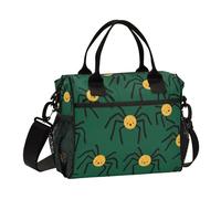 aidingzhi Boîte à déjeuner Happy Halloween vert araignée pour femme - Étanche - Robuste - Avec bandoulière - Taille M