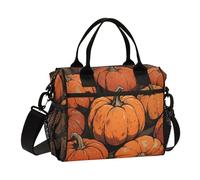 aidingzhi Boîte à déjeuner isotherme rétro citrouille Happy Halloween avec porte-bouteille, sac à déjeuner robuste avec bandoulière pour fille, jardin d'enfants, taille M