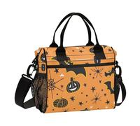 aidingzhi Boo Trunk Sac à déjeuner avec bandoulière pour garçons minimaliste réutilisable avec bandoulière Motif chauve-souris et araignée Taille S