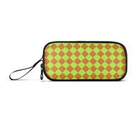 aidingzhi Buffalo Plaid Jaune Vert Chocolat Nylon Sac à crayons avec poignée Haute capacité Collège Trousse à crayons École Fournitures de bureau pour femme du collège