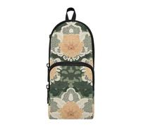 aidingzhi Carnation Lace Trousse à crayons en nylon 3 compartiments pour enfants Grande capacité Vert olive et sable