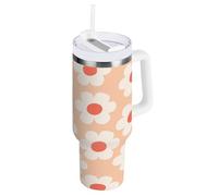 aidingzhi Cartoon Cute FLOWERs Gobelet isotherme en acier inoxydable avec couvercle à paille et sangle - Bouteille d'eau réutilisable sous vide - 1200 ml - Tasse à café pour eau, thé glacé ou café