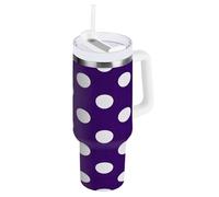 aidingzhi Cartoon Dot Purple Gobelet en acier inoxydable de 1200 ml avec couvercle et paille - Bouteille d'eau réutilisable isolée sous vide pour enfants - Cadeau pour homme et femme