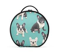 aidingzhi Cartoon Sweet French Bulldog Dogs Trousse de toilette verticale autoportante légère pour sac à main avec séparateurs réglables 28 cm Turquoise
